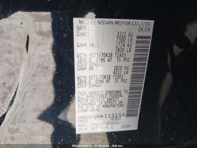 1N6AA1ED9RN113154 Nissan Titan Pro-4x 4x4
