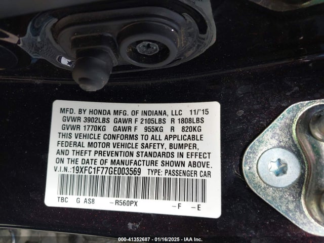 Honda Civic Ex-l 2016 19XFC1F77GE003569 Image 9
