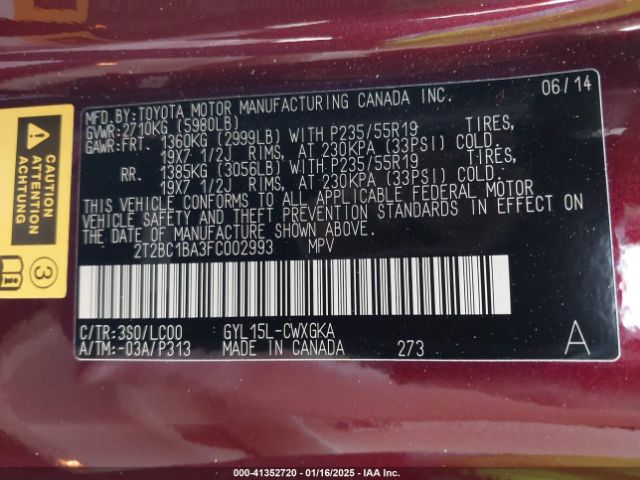 2T2BC1BA3FC002993 Lexus RX 450H