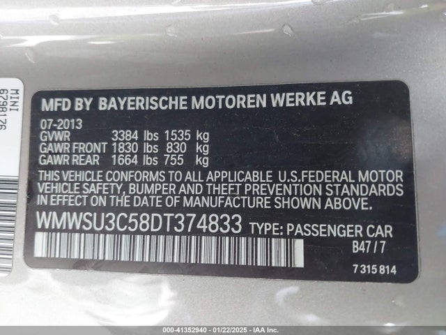 2013 MINI HARDTOP WMWSU3C58DT374833 Photo 8