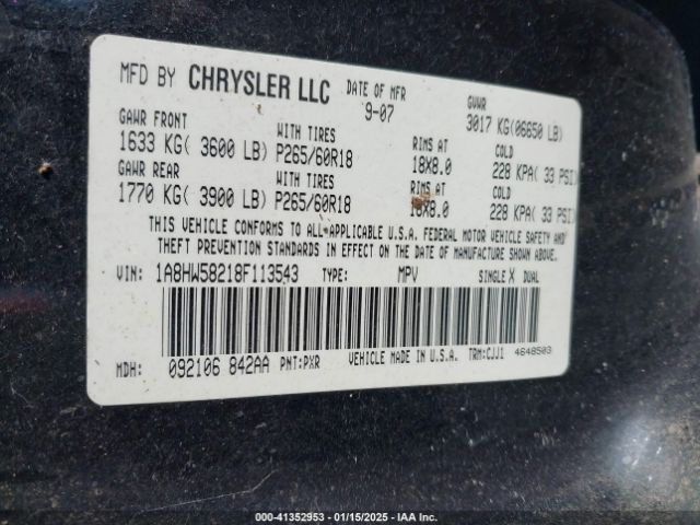 2008 CHRYSLER ASPEN 1A8HW58218F113543 Photo 8
