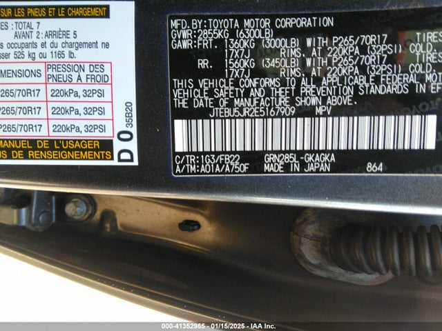 Toyota 4RUNNER SR5 2014 JTEBU5JR2E5167909 Image 9