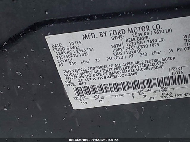 Ford Edge Titanium 2015 2FMTK4K84FBC06295 Image 9