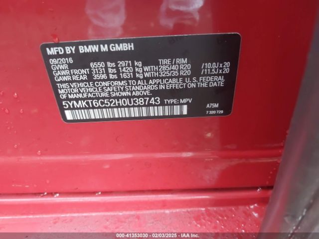 5YMKT6C52H0U38743 BMW X5 M