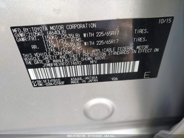 JTMBFREVXFD174692 Toyota RAV4 LE