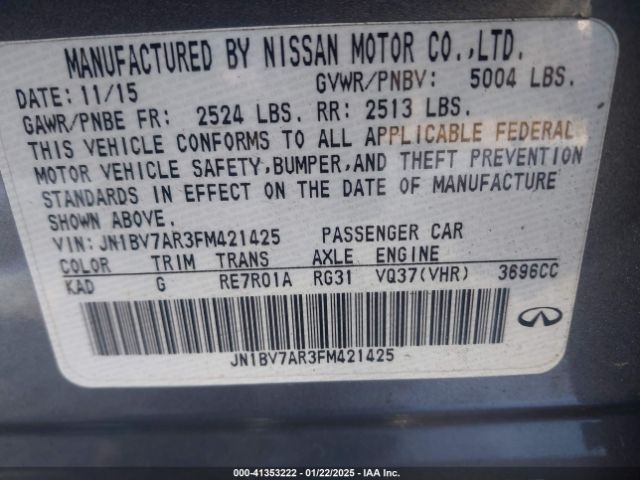 JN1BV7AR3FM421425 Infiniti Q50 Premium