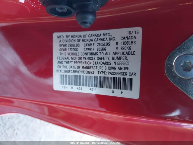 2HGFC3B9XHH350923 Honda Civic Touring