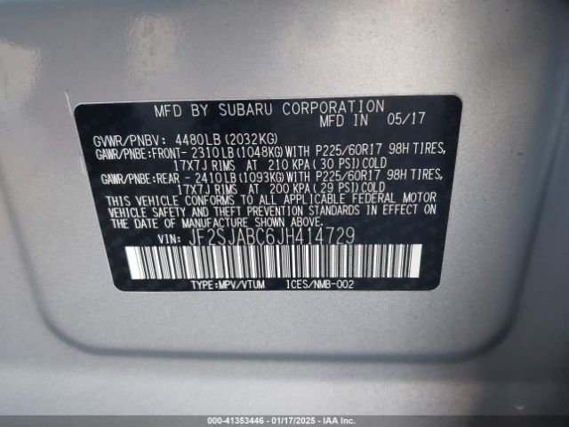 JF2SJABC6JH414729 Subaru Forester 2.5i
