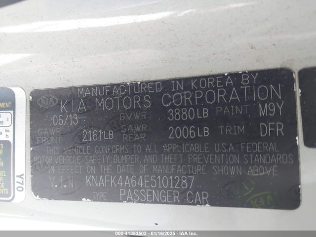 KIA FORTE LX 2014 KNAFK4A64E5101287 Image 9