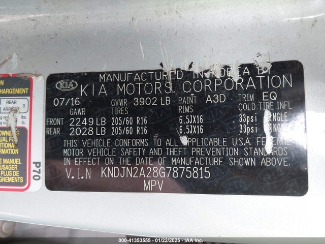 KIA Soul 2016 KNDJN2A28G7875815 Image 9
