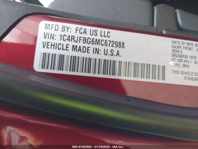 2021 JEEP GRAND CHEROKEE 1C4RJFBG6MC672988 Photo 8