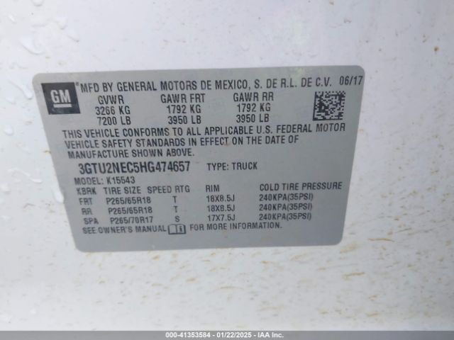 3GTU2NEC5HG474657 GMC Sierra 1500 Slt