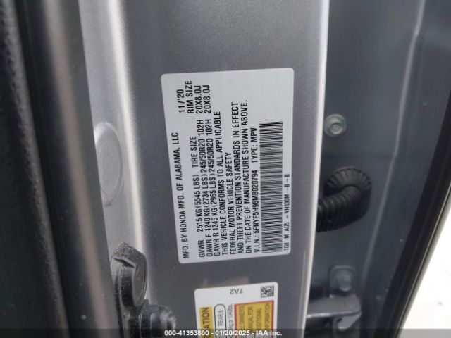 5FNYF5H96MB020794 Honda Pilot 2wd Touring 8 Passenger