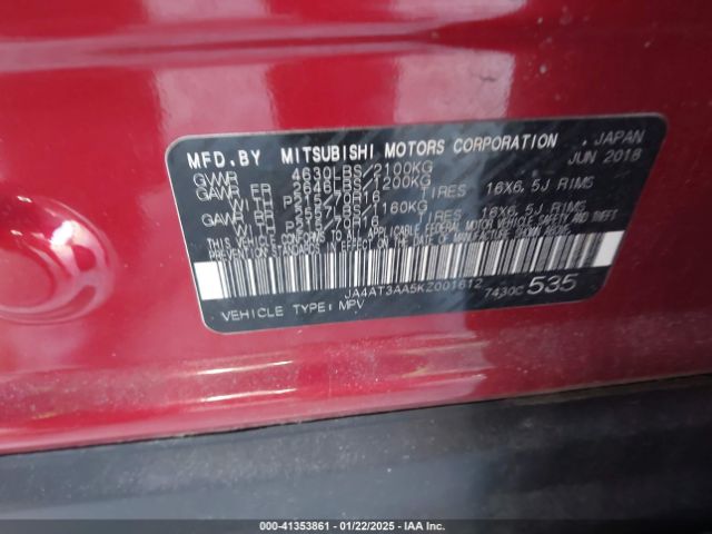 2019 MITSUBISHI ECLIPSE CROSS JA4AT3AA5KZ001612 Photo 8