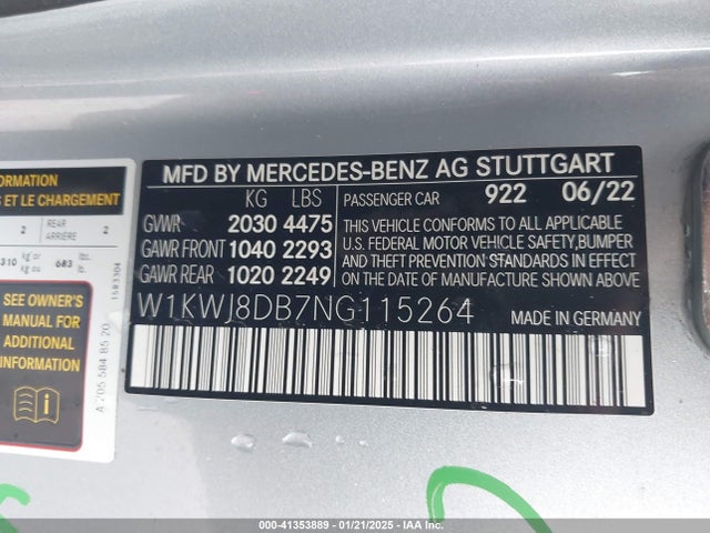 W1KWJ8DB7NG115264 Mercedes-Benz C 300 Coupe
