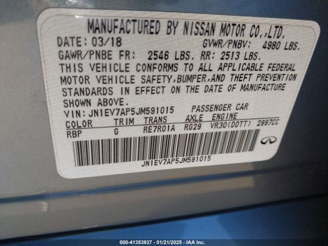 JN1EV7AP5JM591015 Infiniti Q50 3.0t Luxe