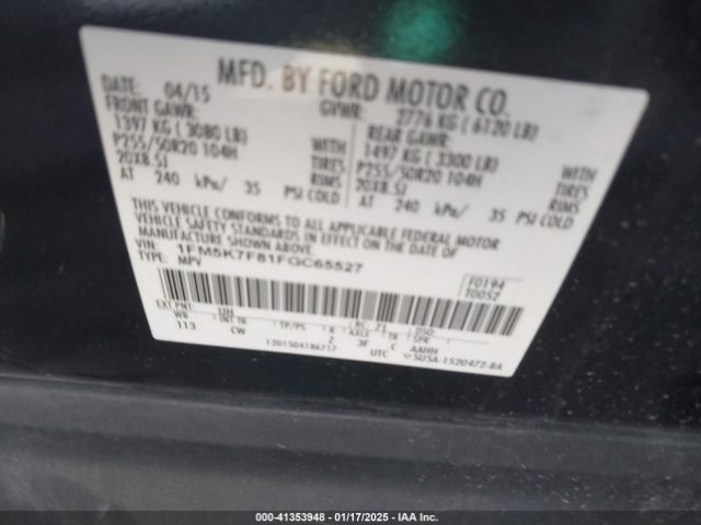1FM5K7F81FGC65527 Ford Explorer Limited
