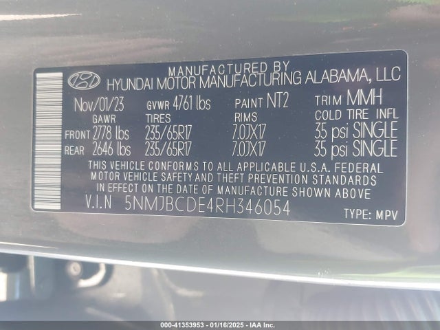 Hyundai TUCSON SEL 2024 5NMJBCDE4RH346054 Image 9