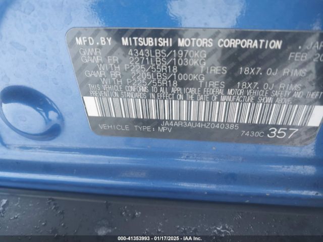 2017 MITSUBISHI OUTLANDER SPORT JA4AR3AU4HZ040385 Photo 8