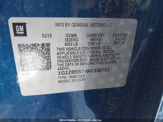 1G1ZB5ST4KF155701 Chevrolet Malibu 1ls