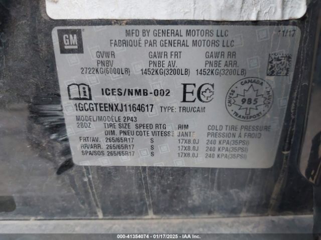 1GCGTEENXJ1164617 Chevrolet Colorado Zr2