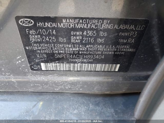 5NPEB4AC1EH893404 Hyundai SONATA GLS