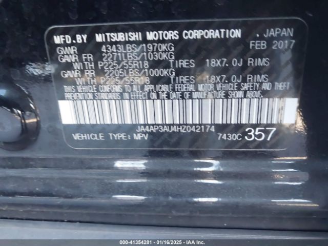 JA4AP3AU4HZ042174 Mitsubishi Outlander Sport 2.0 Es/2.0 Le