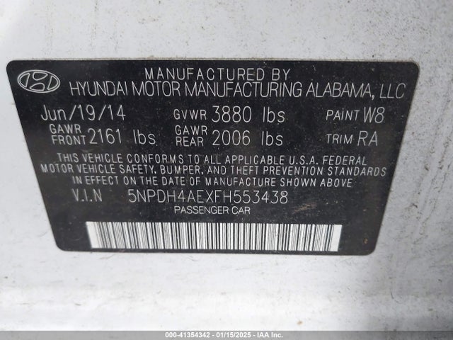 Hyundai ELANTRA SE 2015 5NPDH4AEXFH553438 Image 9