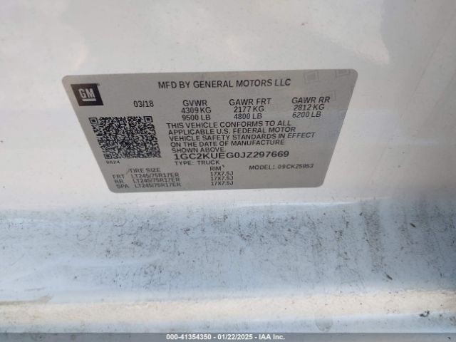 1GC2KUEG0JZ297669 Chevrolet Silverado 2500hd Wt