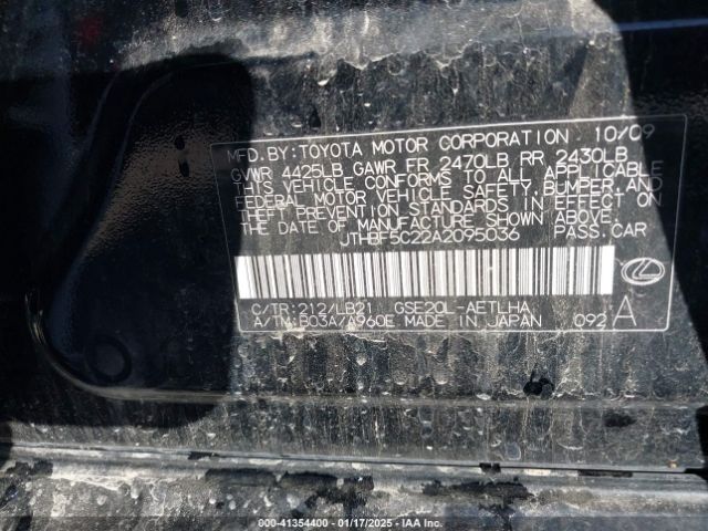 2010 LEXUS IS 250 JTHBF5C22A2095036 Photo 8