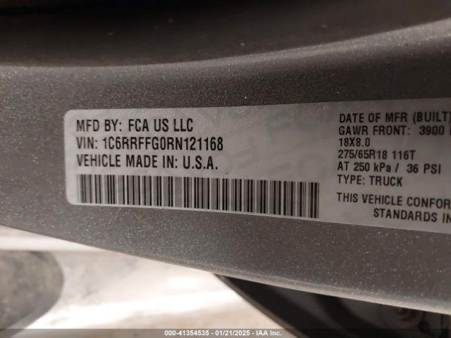 1C6RRFFG0RN121168 RAM 1500 Big Horn  4x4 5'7 Box