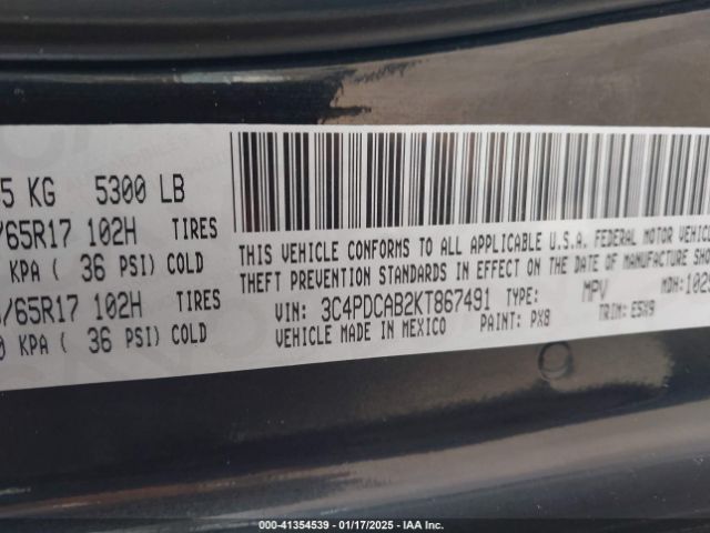 3C4PDCAB2KT867491 Dodge Journey Se Value Package