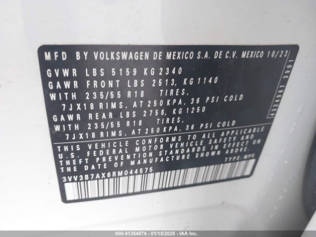 3VV3B7AX6RM045575 Volkswagen Tiguan 2.0t Se/wolfsburg Edition