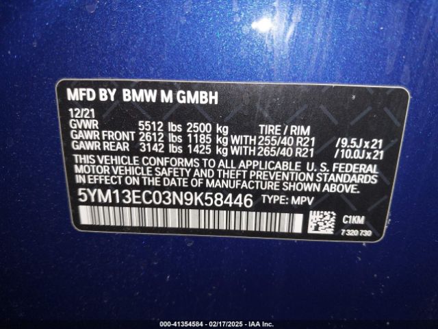 5YM13EC03N9K58446 BMW X3 M