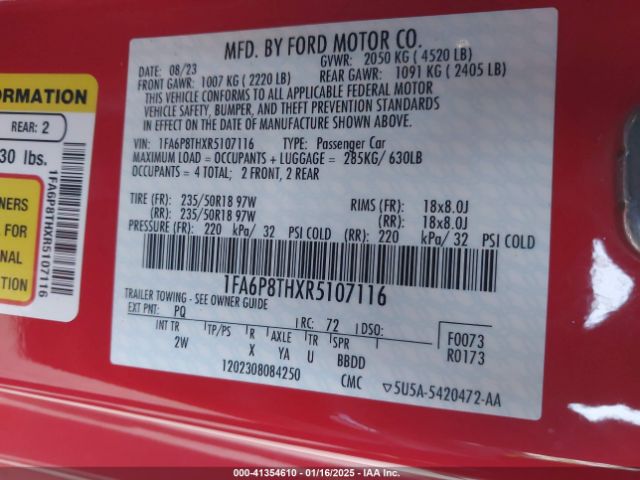 1FA6P8THXR5107116 Ford Mustang Ecoboost Fastback