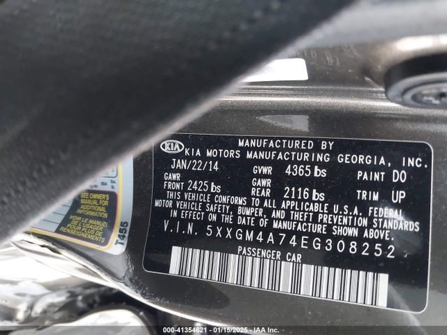 5XXGM4A74EG308252 KIA Optima Lx
