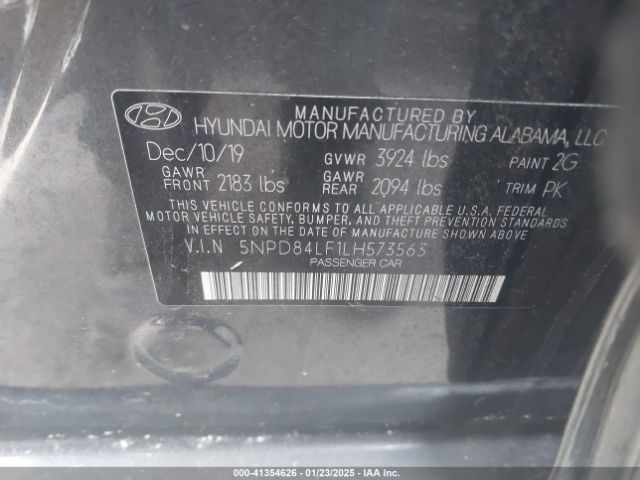 5NPD84LF1LH573563 Hyundai ELANTRA SEL