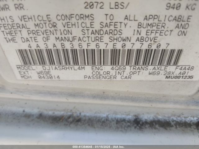 2007 MITSUBISHI GALANT 4A3AB36F67E077607 Photo 8