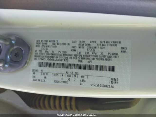 1FMCU0G66LUC61122 Ford ESCAPE SE