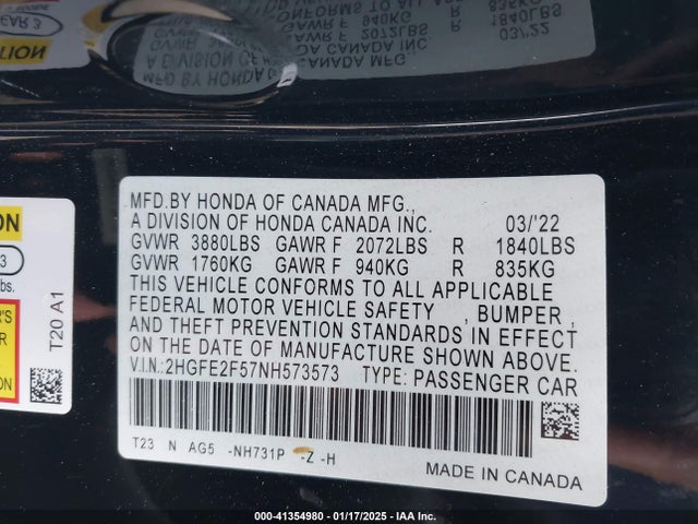 Honda Civic Sport 2022 2HGFE2F57NH573573 Image 9