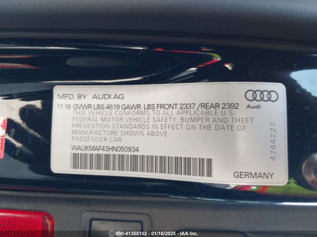 WAUKMAF43HN050934 Audi A4 2.0t Season Of Audi Ultra Premium