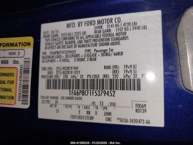 2015 FORD MUSTANG 1FA6P8CF1F5379452 Photo 8
