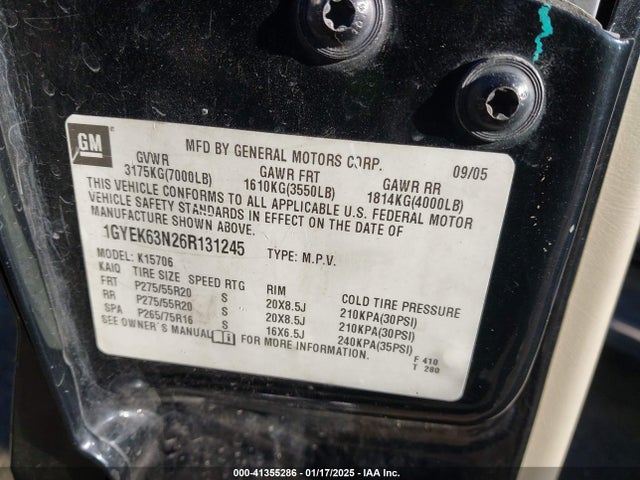 2006 CADILLAC ESCALADE 1GYEK63N26R131245 Photo 8
