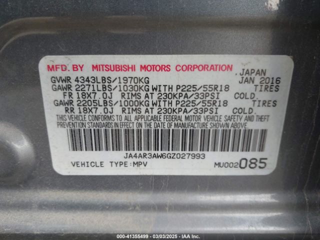 2016 MITSUBISHI OUTLANDER SPORT JA4AR3AW6GZ027993 Photo 8