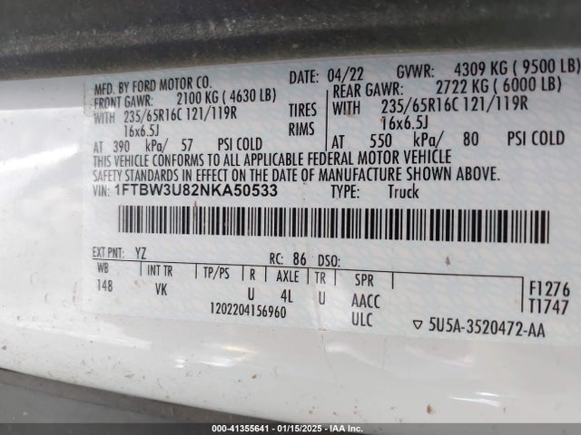 Ford Transit-350 Cargo Van 2022 1FTBW3U82NKA50533 Image 9
