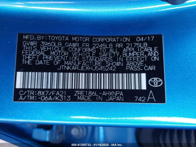 JTNKARJEXHJ545242 Toyota COROLLA IM