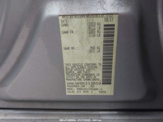 1N4AL3AP3EN213050 Nissan Altima 2.5 S