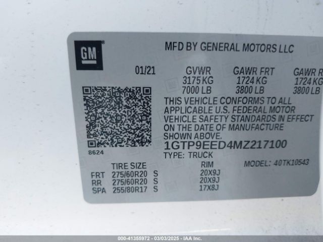 1GTP9EED4MZ217100 GMC Sierra 1500 4wd  Short Box At4