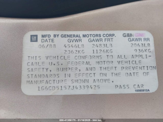 1988 CADILLAC DEVILLE 1G6CD5157J4339425 Photo 8