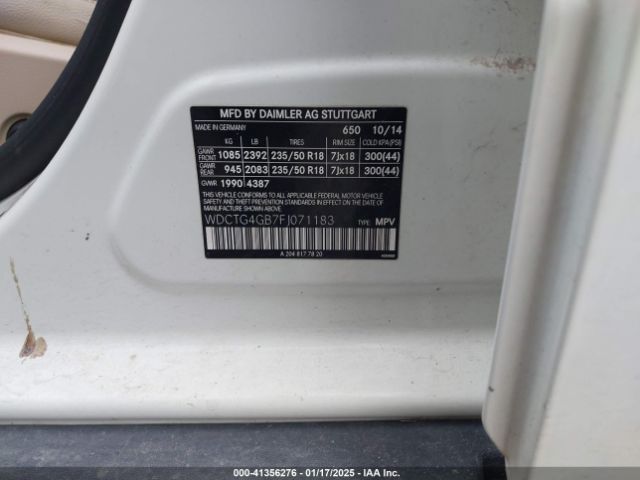 WDCTG4GB7FJ071183 Mercedes-Benz Gla 250 4matic